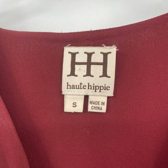 Haute Hippie Women's Silk Burgundy Red Draped Front Blouse Size Small - Picture 2 of 12